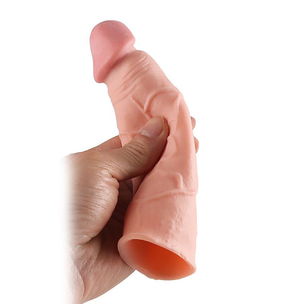 Capa Peniana sem Vibrador em Cyberskin 15,5 x 3cm Bege | Foto 06