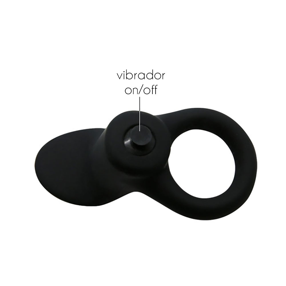Anel Peniano com Estimulador Clitoriano com Vibra��o Cobra Preto, detalhe da argola do anel