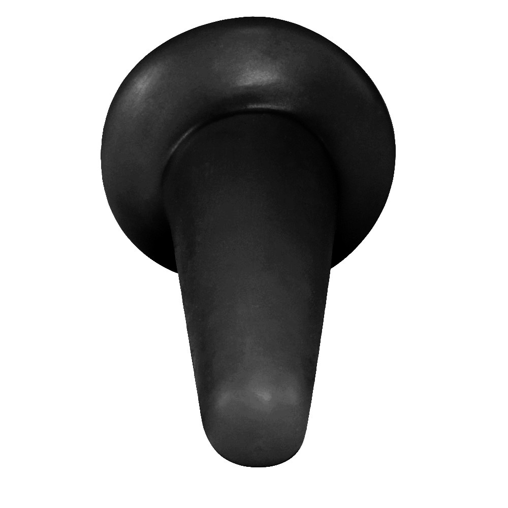 Plug Anal Cone de PVC Flex�vel Preto, vista superior da base de seguran�a e a transi��o para o corpo c�nico
