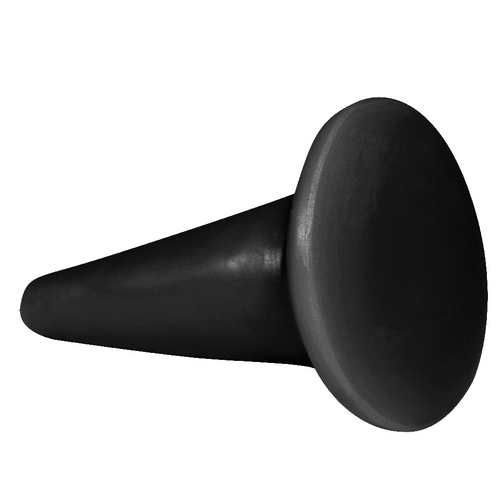 Vista do plug anal em PVC flex�vel deitado, mostrando a ponta mais fina e a base de seguran�a mais larga