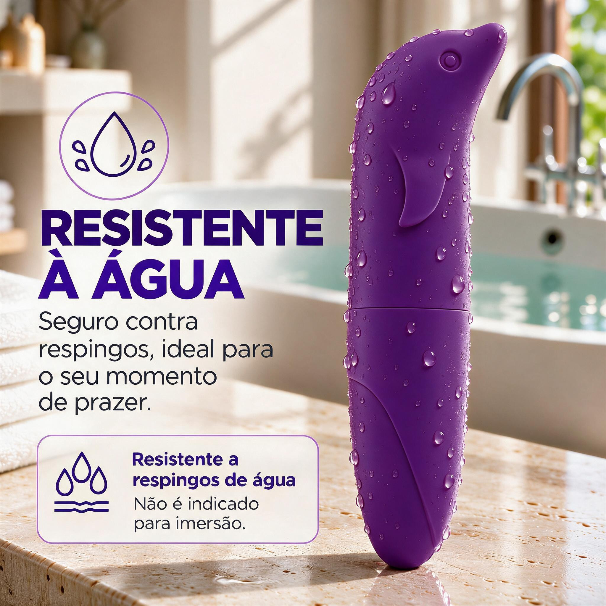Outra vista lateral do Vibrador Ponto G em Pl�stico R�gido com Formato de Golfinho Roxo
