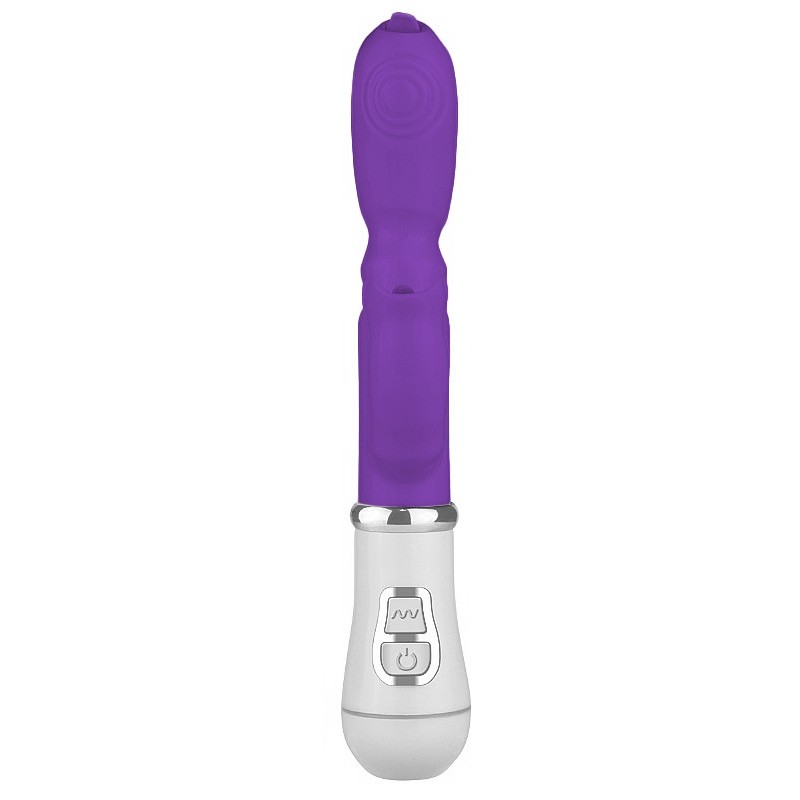 Vibrador Duplo em ABS com L�ngua Estimuladora em Roxo, vista frontal