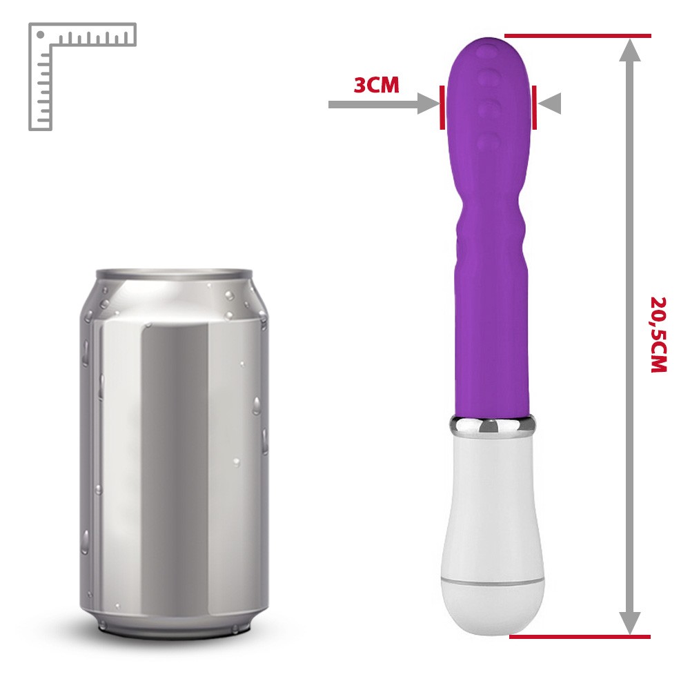 Vibrador Duplo em ABS com L�ngua Estimuladora roxo, exibindo a ergonomia perfeita para pega confort�vel