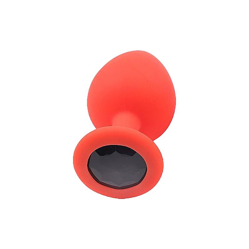 Vista lateral do Plug Anal Joia em Silicone Vermelho evidenciando formato cônico e flexibilidade do material