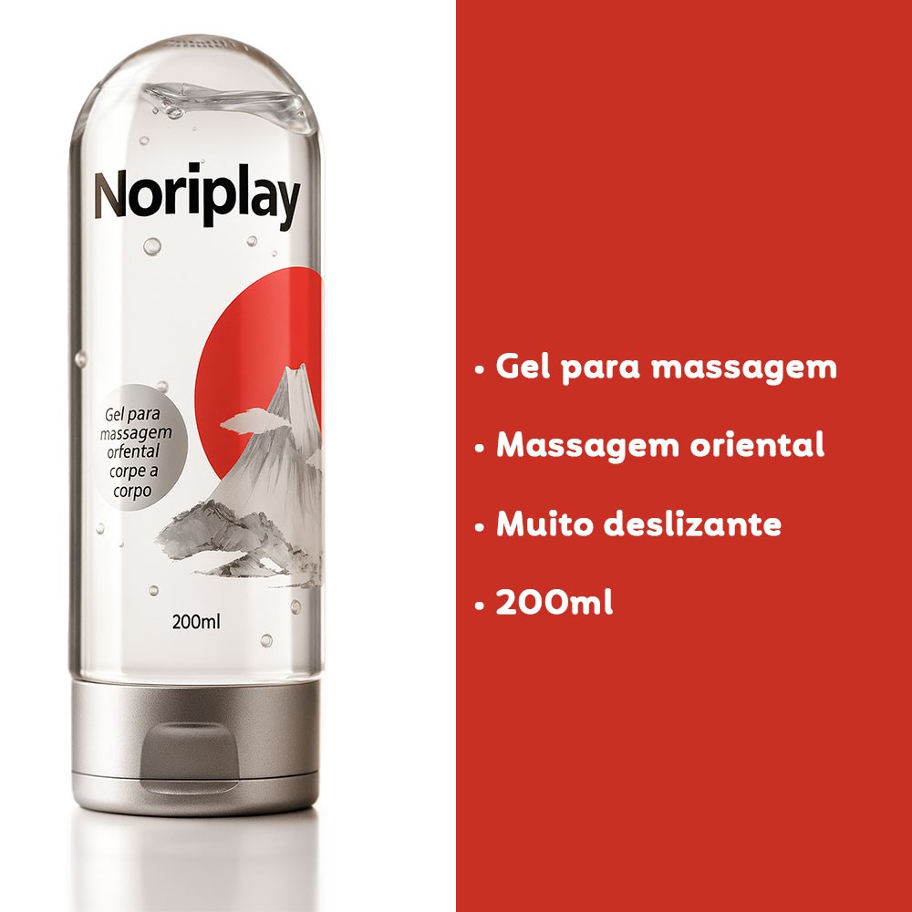 Gel Noriplay para Massagem Oriental - R�tulo detalhado e embalagem ergon�mica