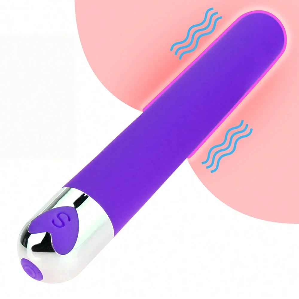 Vibrador Personal Recarreg�vel em Silicone com 10 Vibra��es Roxo em destaque com ondas de vibra��o sugeridas