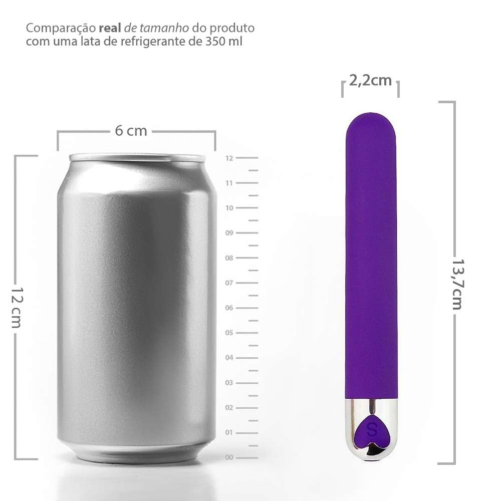 Outra vista do Vibrador Personal Recarreg�vel em Silicone Roxo demonstrando o uso com movimentos
