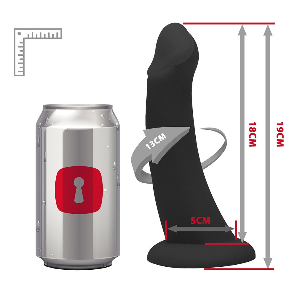 Close no p�nis real�stico preto destacando a flexibilidade e o material PVC toque macio