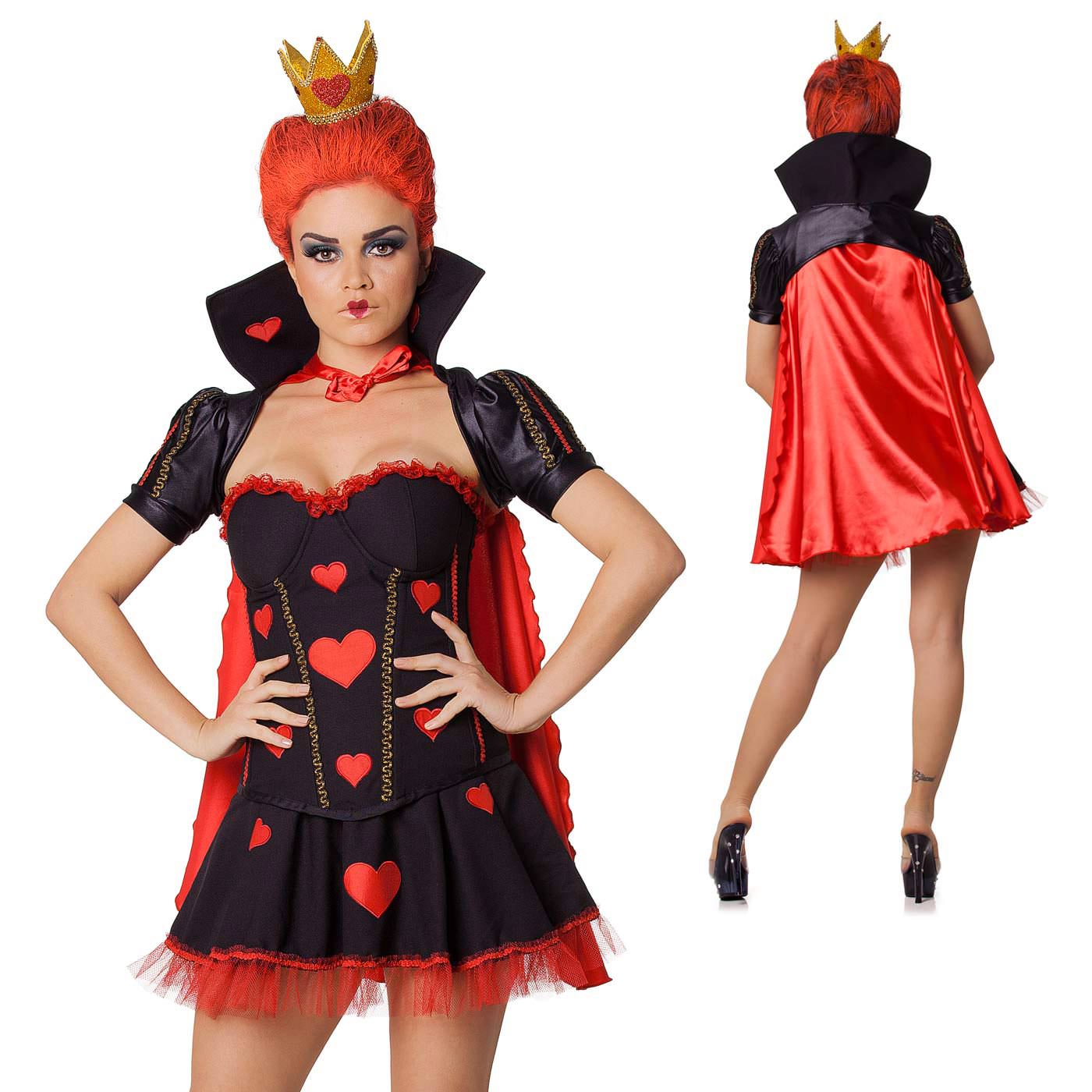 Cosplay Er�tico Corpete Rainha de Copas em close, frontal e traseiro, em conjunto