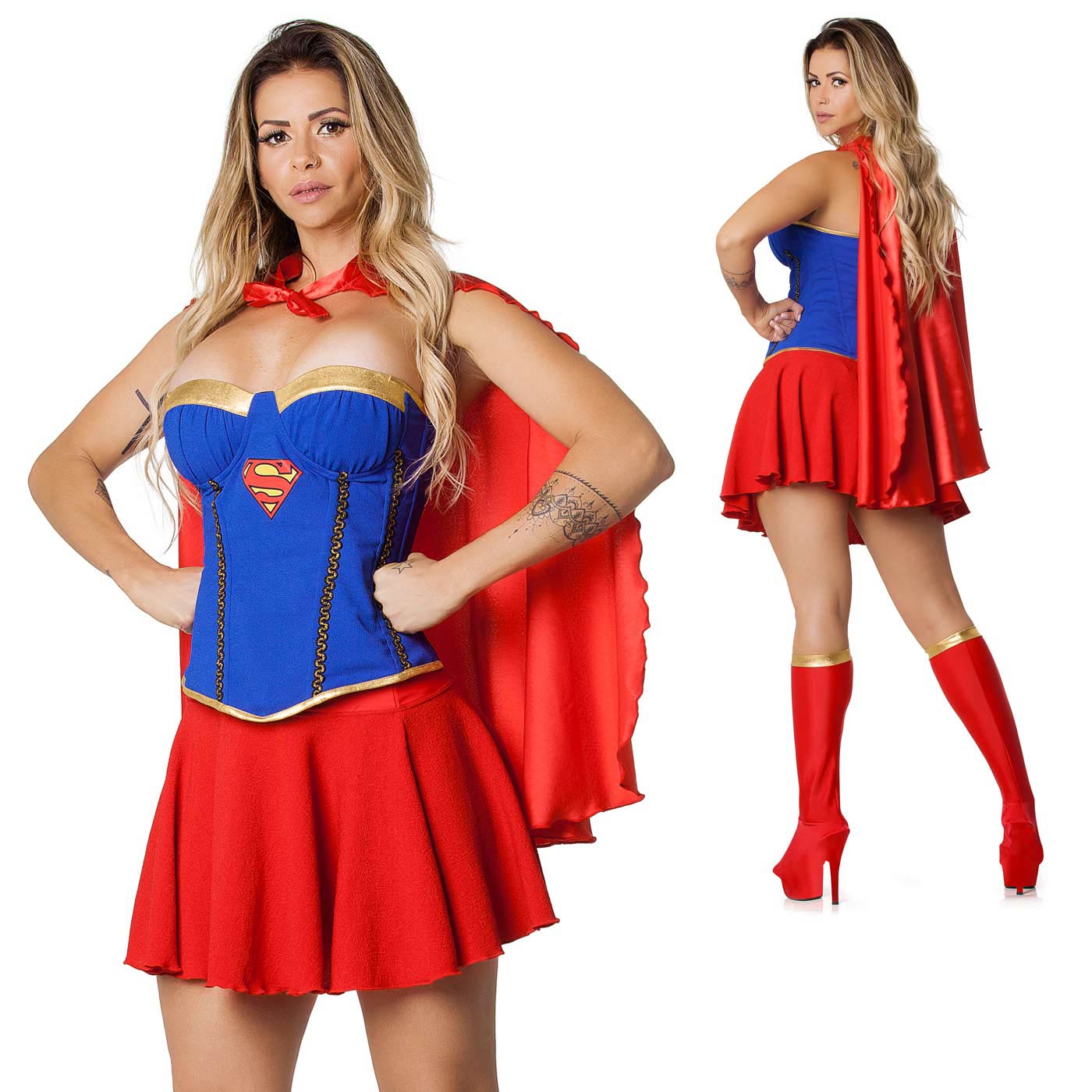 Fantasia er�tica Supergirl, vista frontal e close-up do corpete