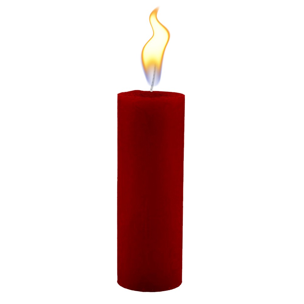 Vela para Wax Play 6cm Vermelho com chama acesa, destacando o ambiente sensual