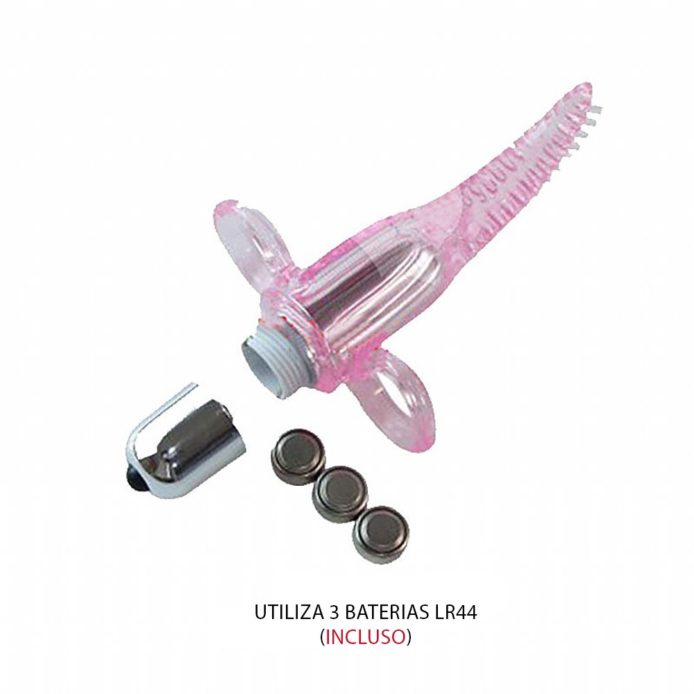 Dedeira estimuladora vibrat�ria rosa em embalagem, destacando a cor e o material jelly