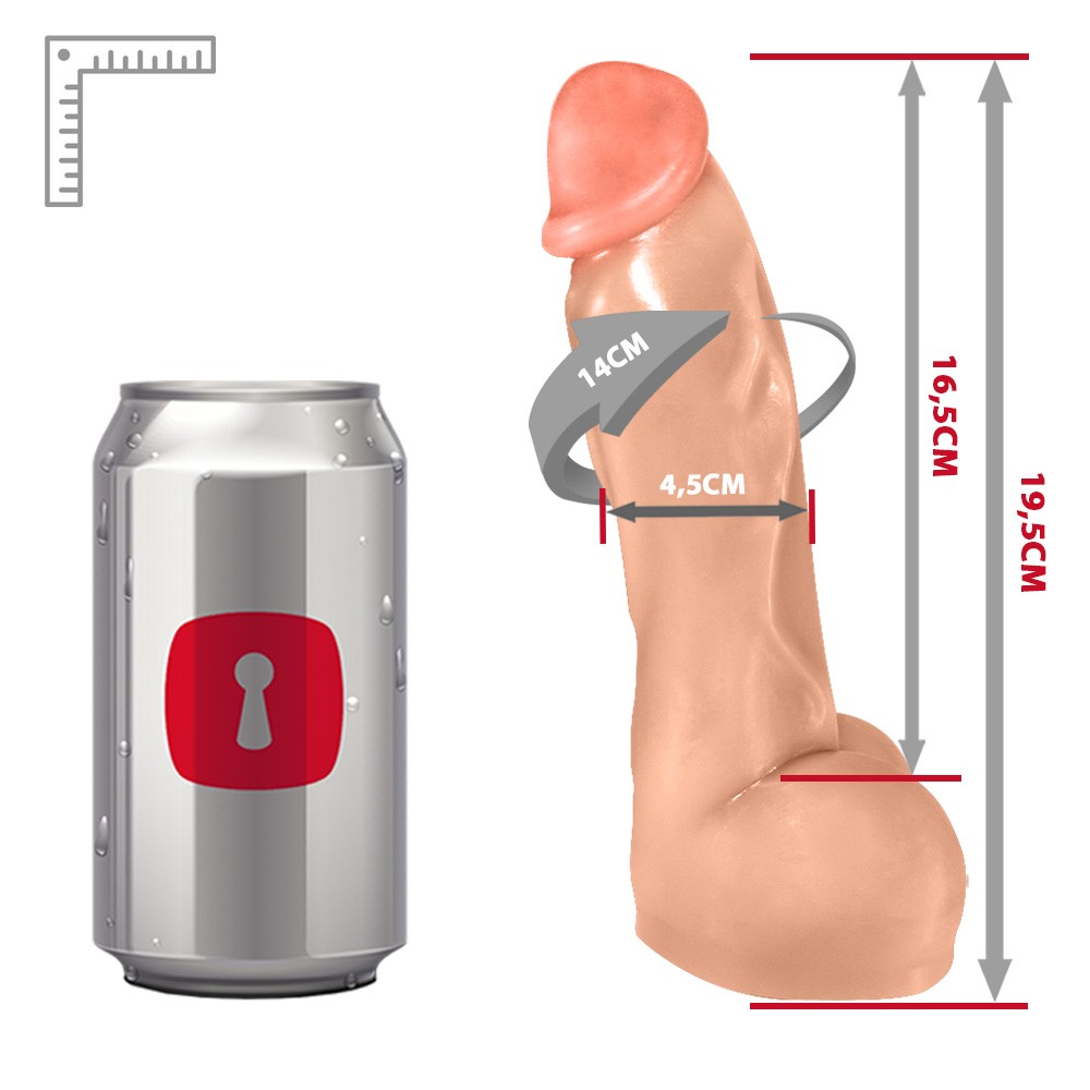 P�nis real�stico bege sem a cinta, com base para encaixe e detalhes do material PVC Toque Macio