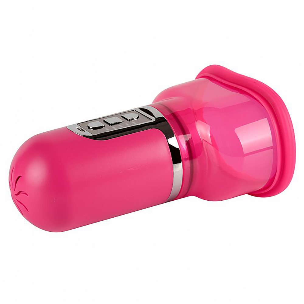 Bomba Vaginal Autom�tica em ABS e Silicone Recarreg�vel Pink - Vista lateral com bot�es de controle