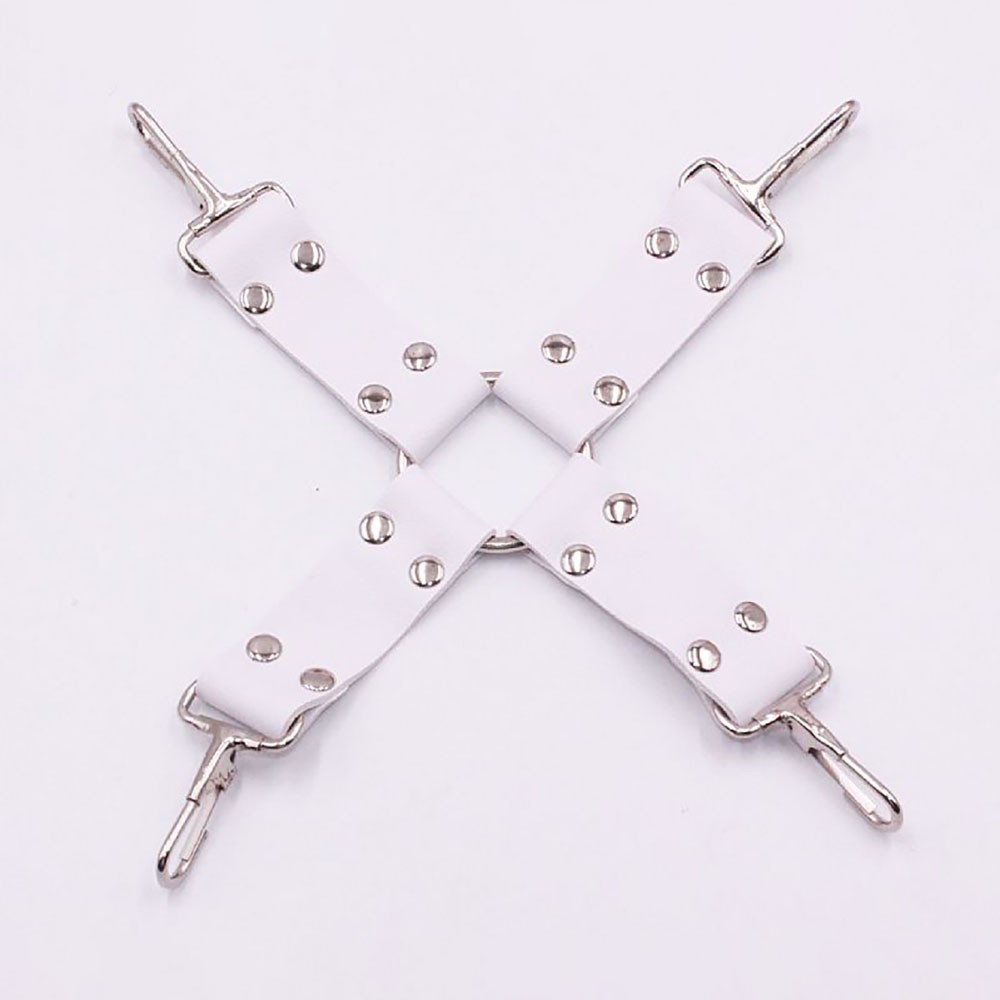 Conjunto de algemas e tornozeleiras do kit bondage em branco e vermelho com correntes de conex�o