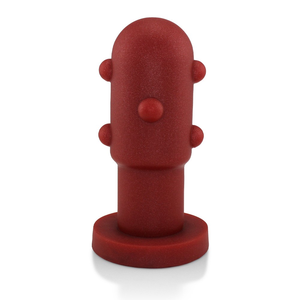 Plug Anal Grande Flex�vel Cactus em cor vermelha com sali�ncias texturizadas, visto de frente
