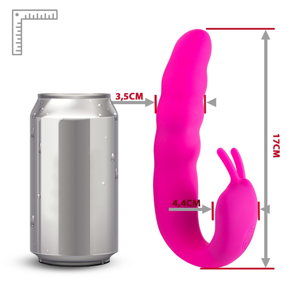 Vibrador Duplo em Silicone Recarreg�vel 10 Modos de Vibra��o Pink - Close do silicone e seu acabamento