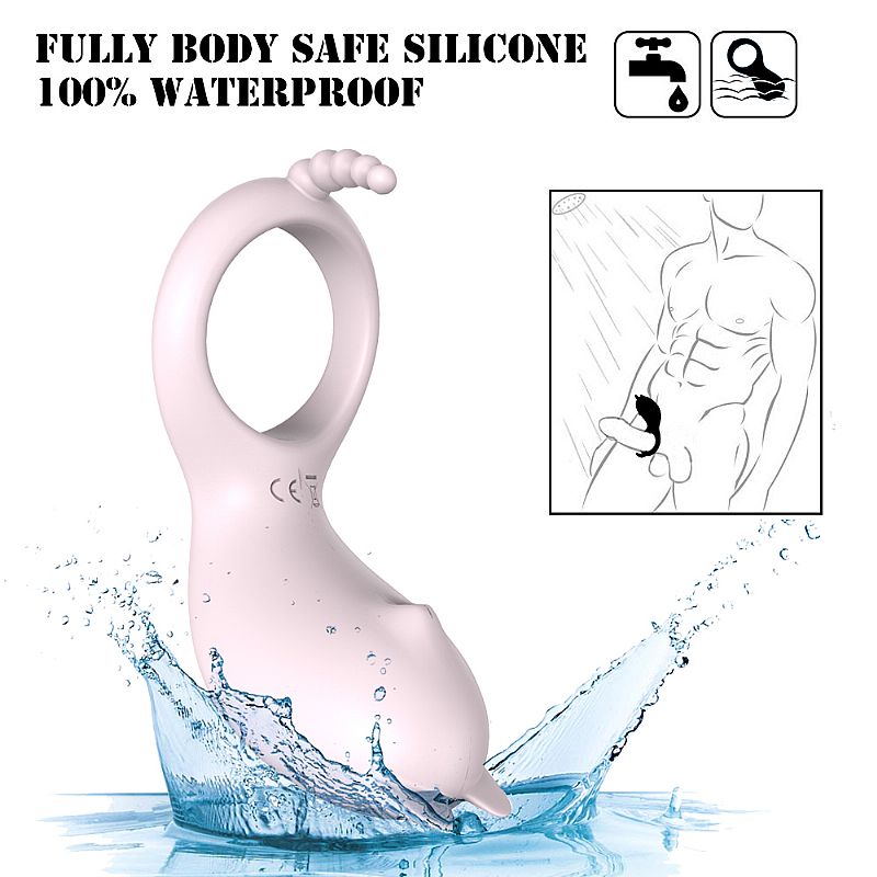 Anel Peniano Cora Rosa com estimulador para clit�ris, mostrando anel flex�vel e textura suave do silicone