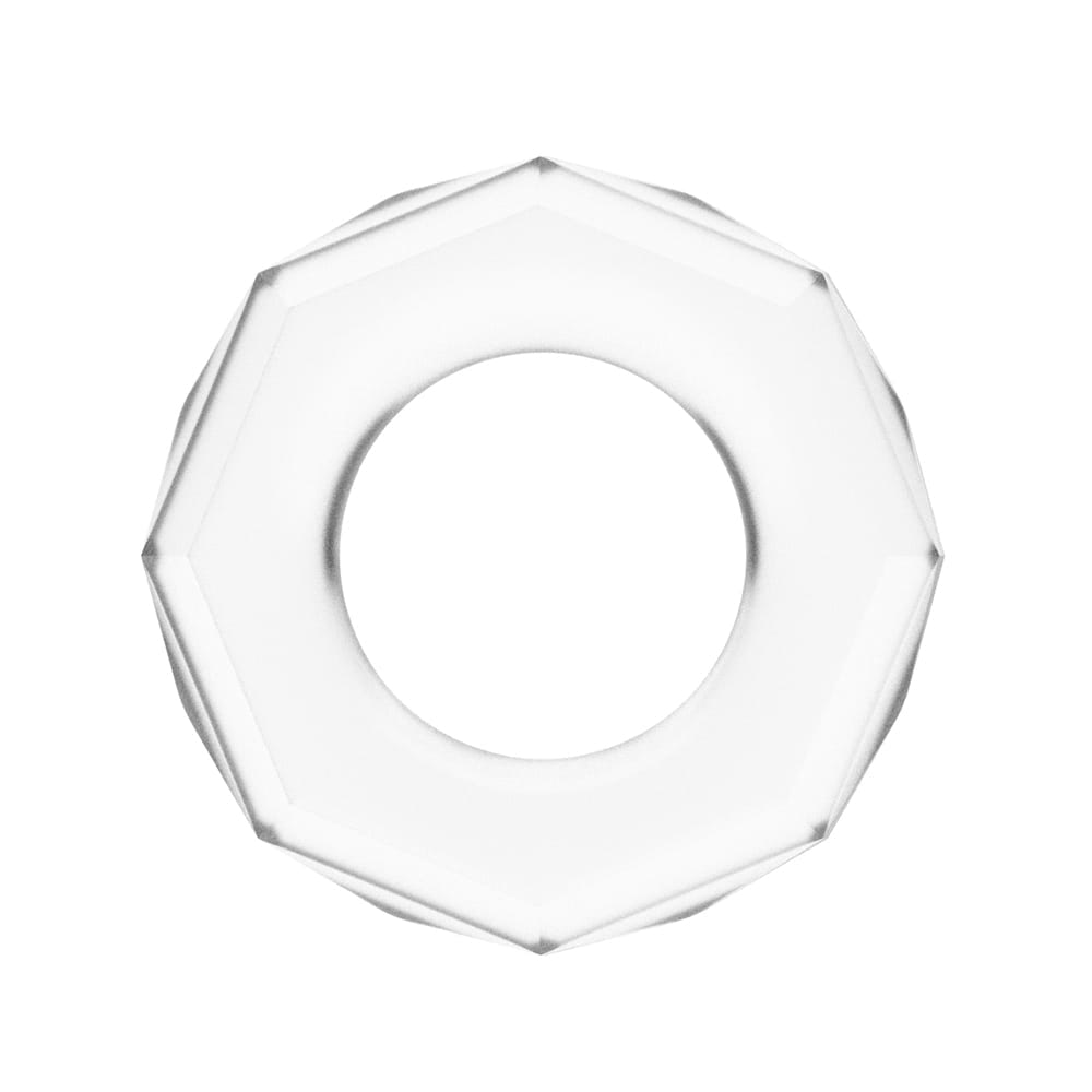 Anel Peniano Diamond Power Plus transparente em silicone, vista frontal detalhada