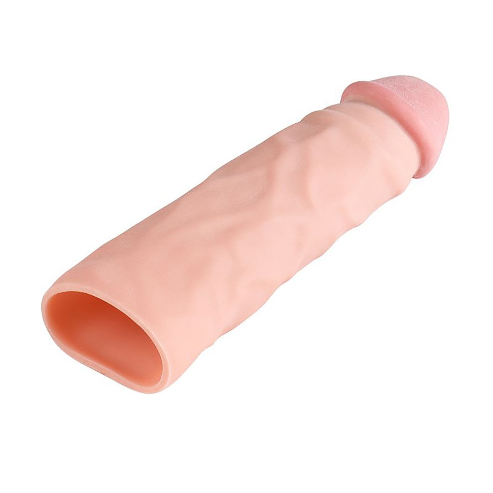 Imagem da capa peniana e seu extensor, mostrando a flexibilidade e a forma ergon�mica para um encaixe confort�vel