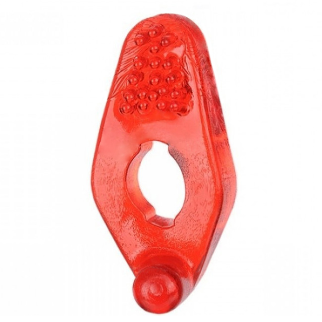 Anel Peniano com Cerdas Sensitive Maximum Vermelho em vista de perfil, evidenciando as cerdas e o material transl�cido