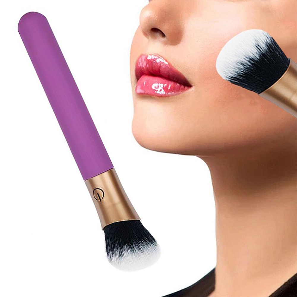 Vibrador Discreto Roxo com 10 Vibra��es recarreg�vel, usado como pincel de maquiagem