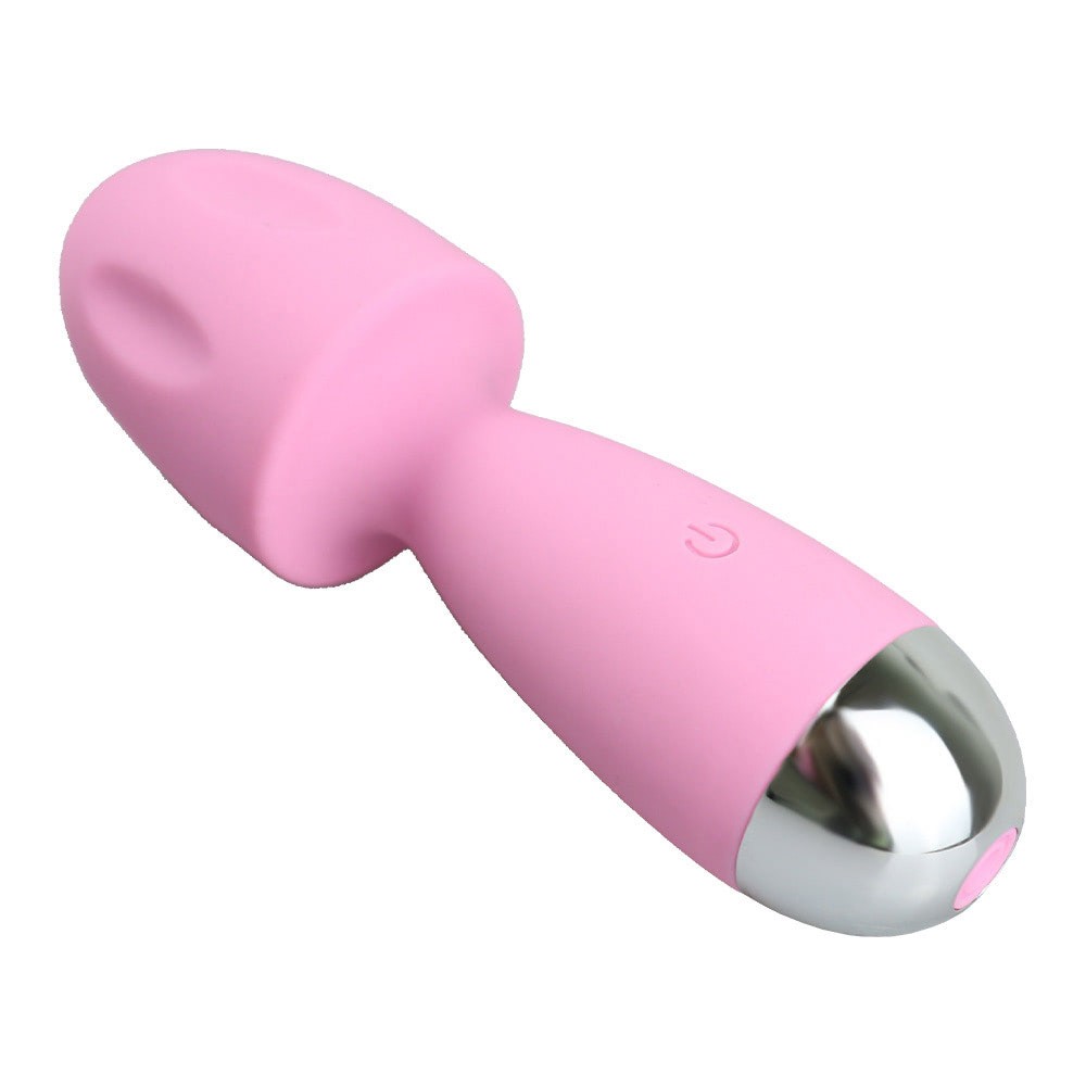 Massageador Er�tico Cogumelo Rosa - Vista lateral inclinada, destacando a textura suave do silicone