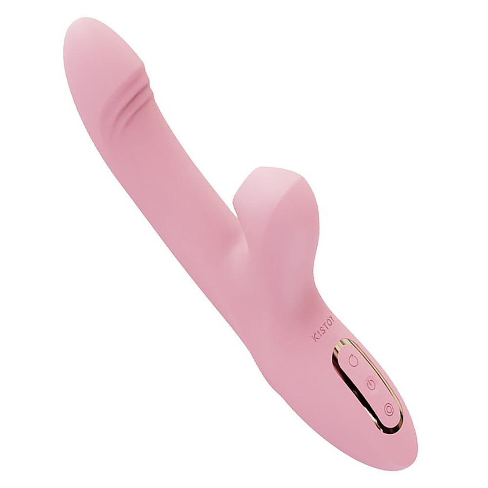 Vibrador Rabbit Katy Max Rosa em silicone, vista a�rea
