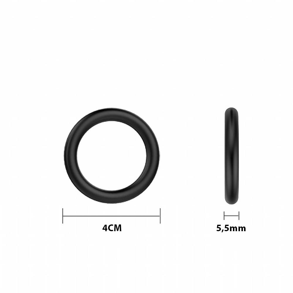 Kit com 3 An�is Penianos de Borracha Cock & Ball Preto | Anel de borracha detalhe de 6cm de di�metro e 5,5mm de espessura