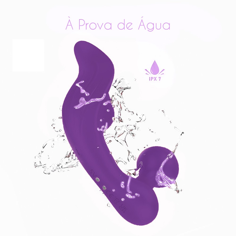 Vibrador para Clit�ris Chomper-RCT Roxo com controle sem fio, vista da sua resist�ncia � �gua e certifica��o IPX7
