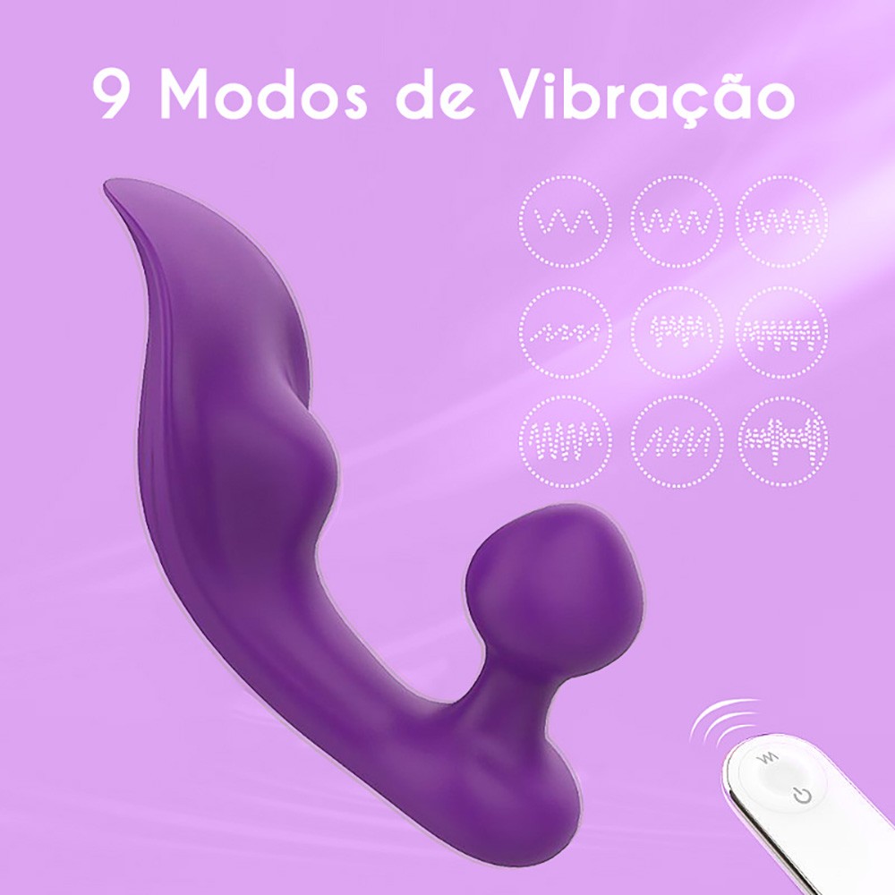 Vibrador para Clit�ris Chomper-RCT Roxo mostrando todos os 9 modos de vibra��o com controle sem fio