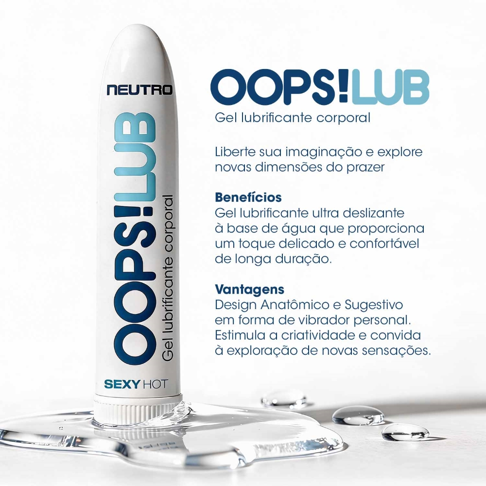 Gel Lubrificante Oops! Lub Neutro - Embalagem do produto em vista frontal.