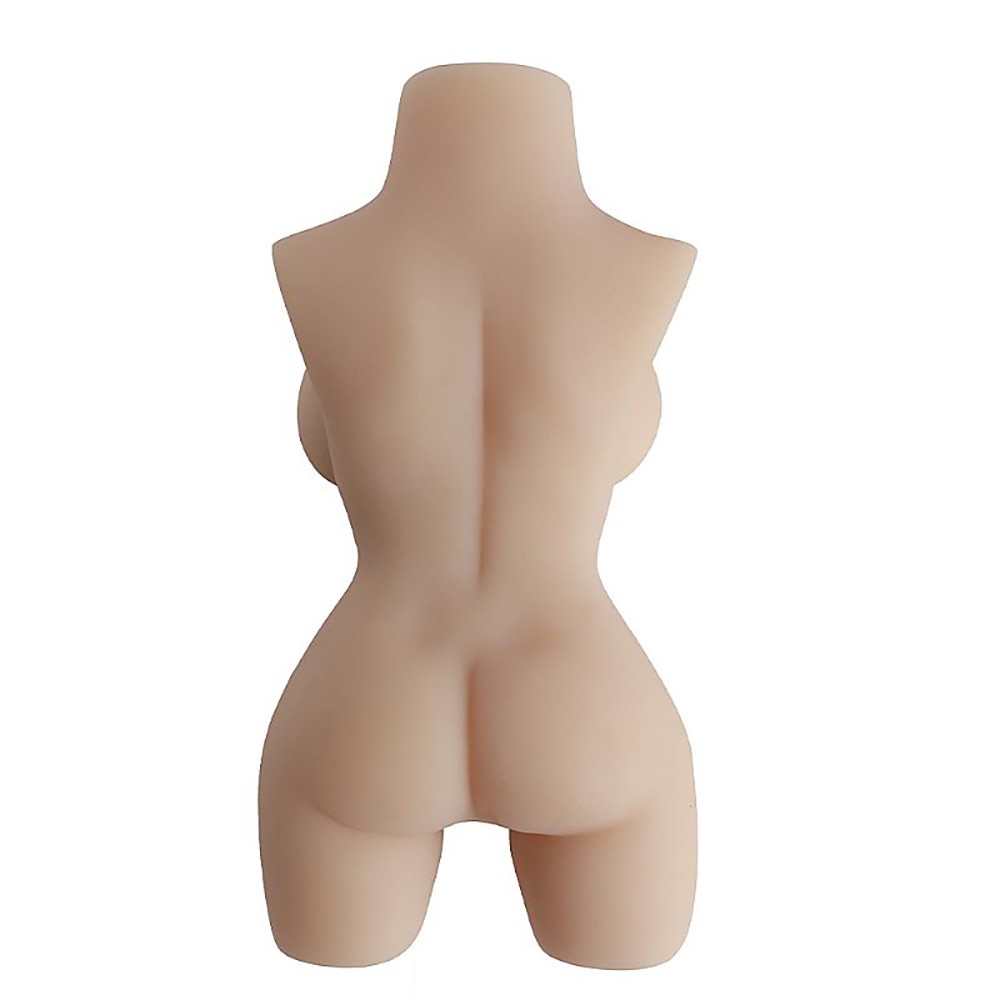 Masturbador masculino meio corpo cyberskin bege, vista traseira, com detalhes da silhueta