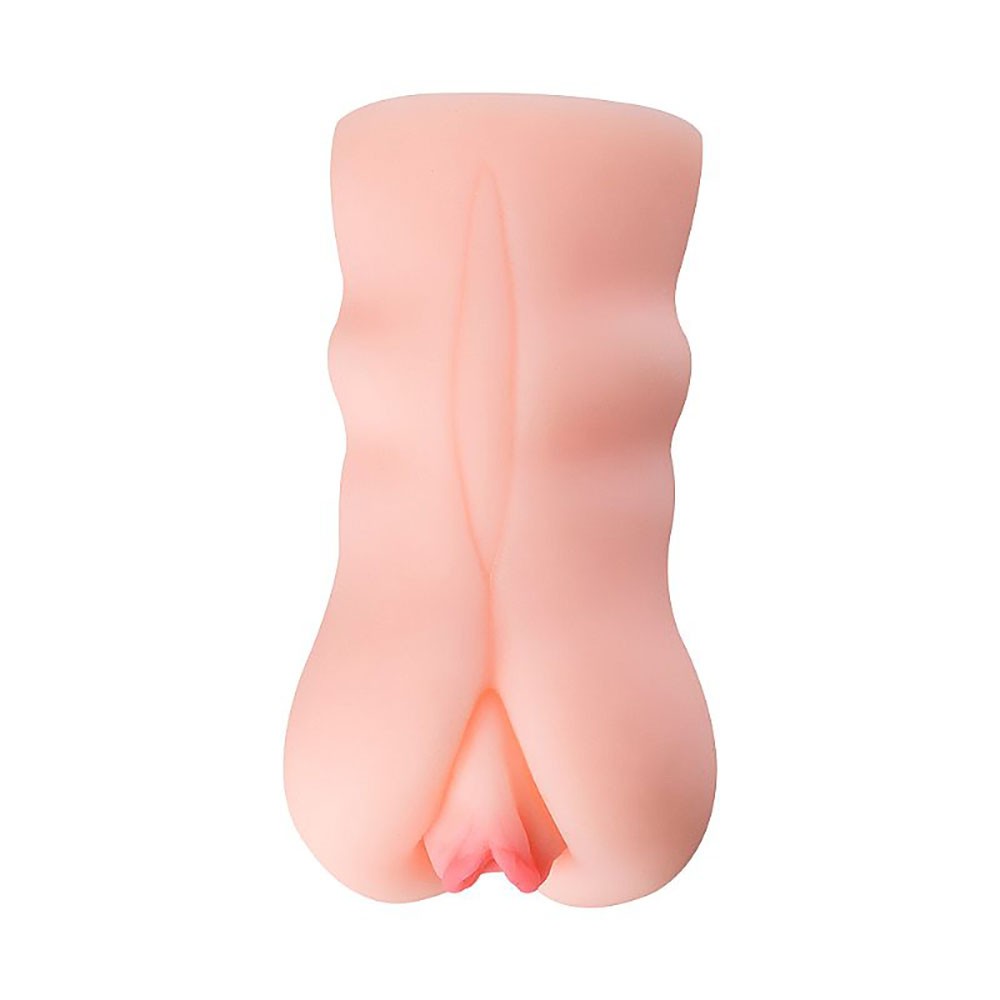 Masturbador Vagina Fani Bege em vista superior, exibindo a forma alongada e as nervuras laterais
