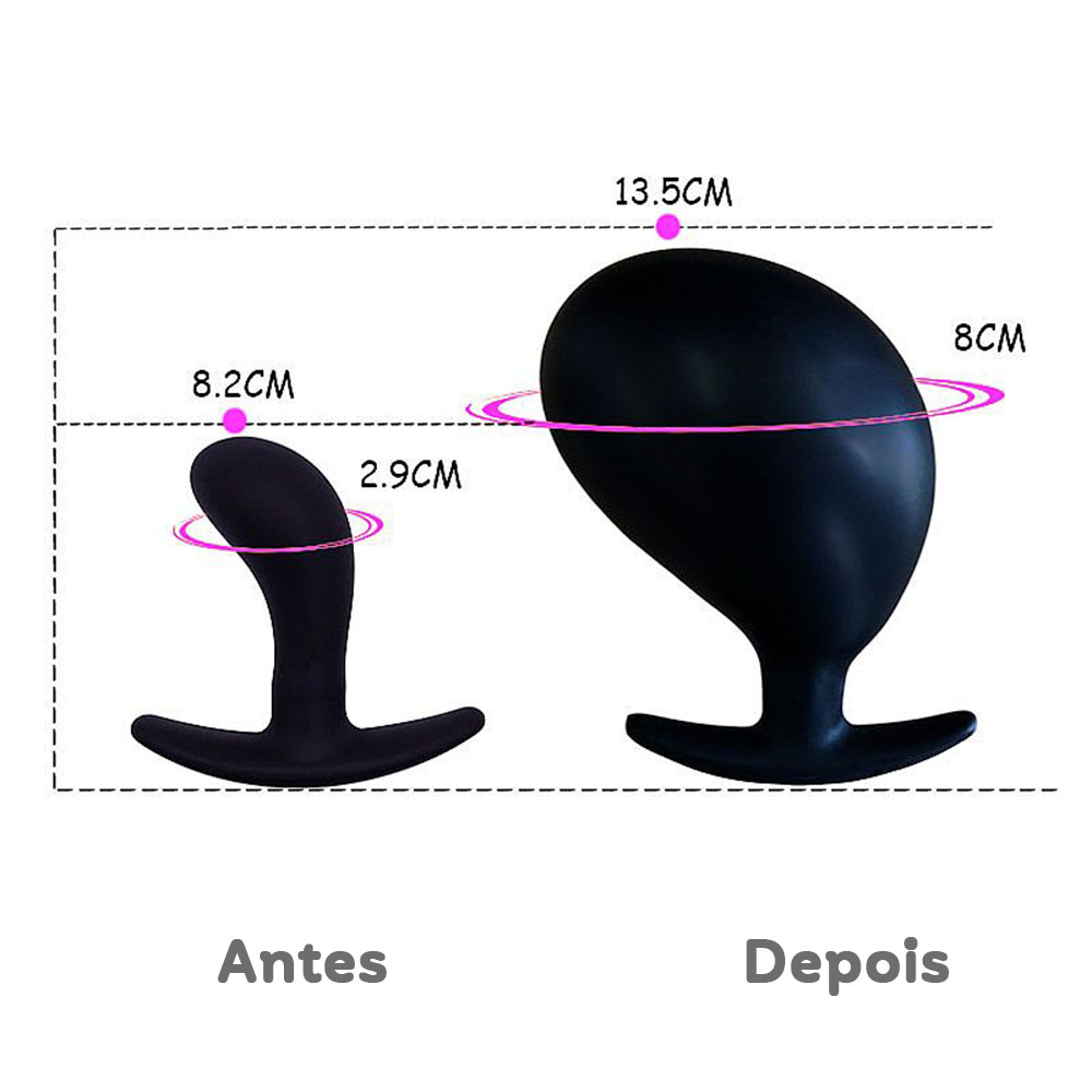 Estimulador de Pr�stata Infl�vel Expans�o Gradual em Silicone com Bomba Manual - Detalhe da base do estimulador e do encaixe do tubo