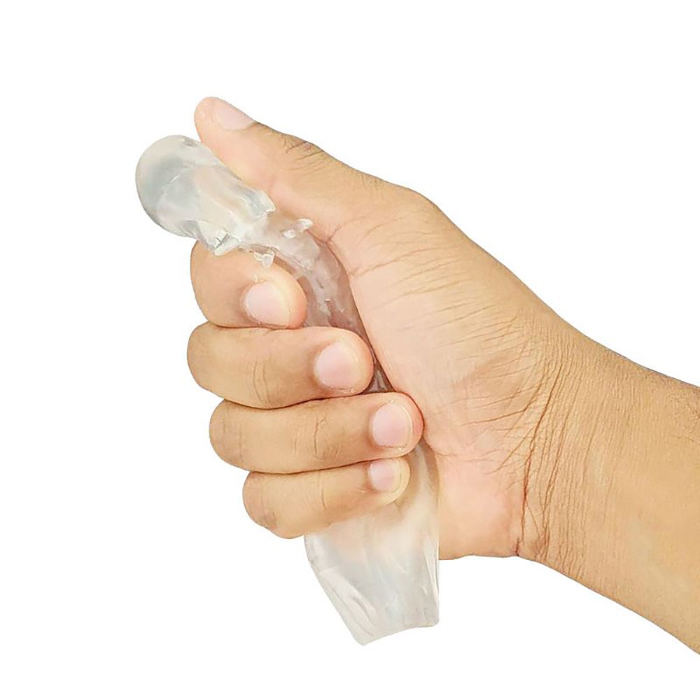 Capa Peniana sem Vibrador em Jelly Transparente detalhe da textura
