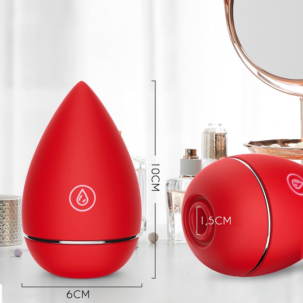 Sugador de Clit�ris Love Blooms Vermelho, close na abertura do sugador com efeito de pulsa��o de ar