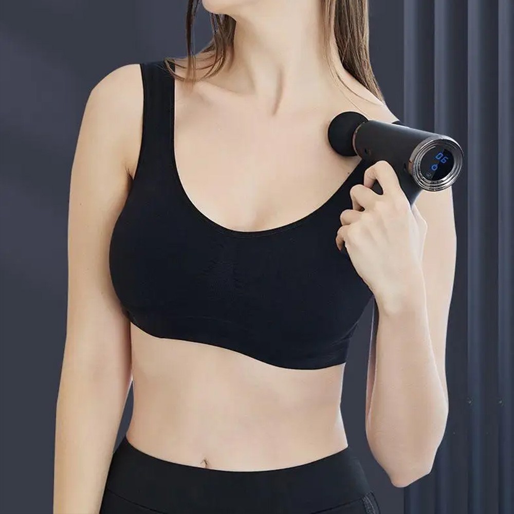 Massageador Er�tico em ABS Recarreg�vel com 4 Ponteiras e 6 Vibra��es Vermelho | Vis�o frontal detalhada dos bicos ou ponteiras