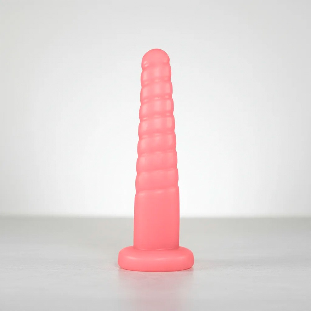 Plug Anal Screw Rosa visto de cima em �ngulo que mostra o formato espiral