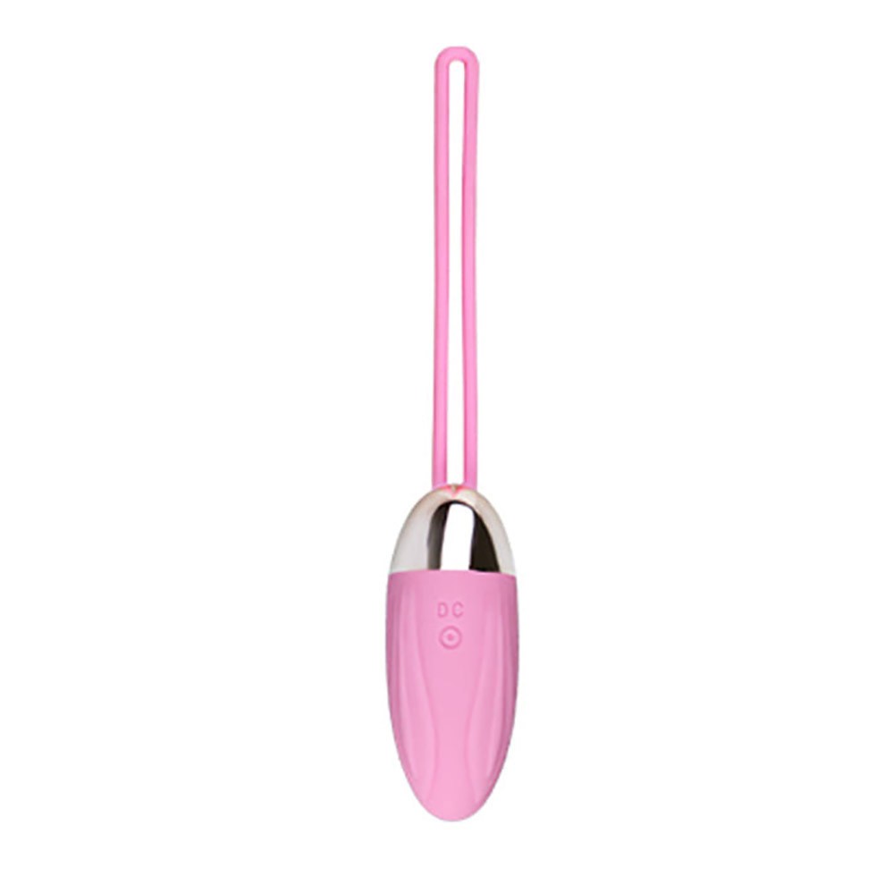 Controle remoto oval do Vibrador Bullet Recarreg�vel em Silicone com 10 Vibra��es em close-up, destacando o bot�o de ligar/desligar.