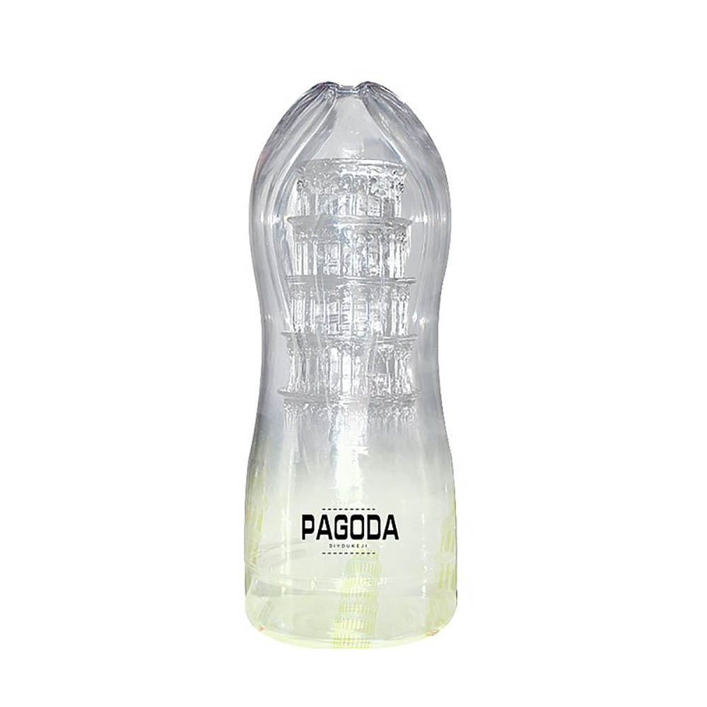 Masturbador Masculino Pagoda Transparente em Jelly e ABS em vista superior da entrada