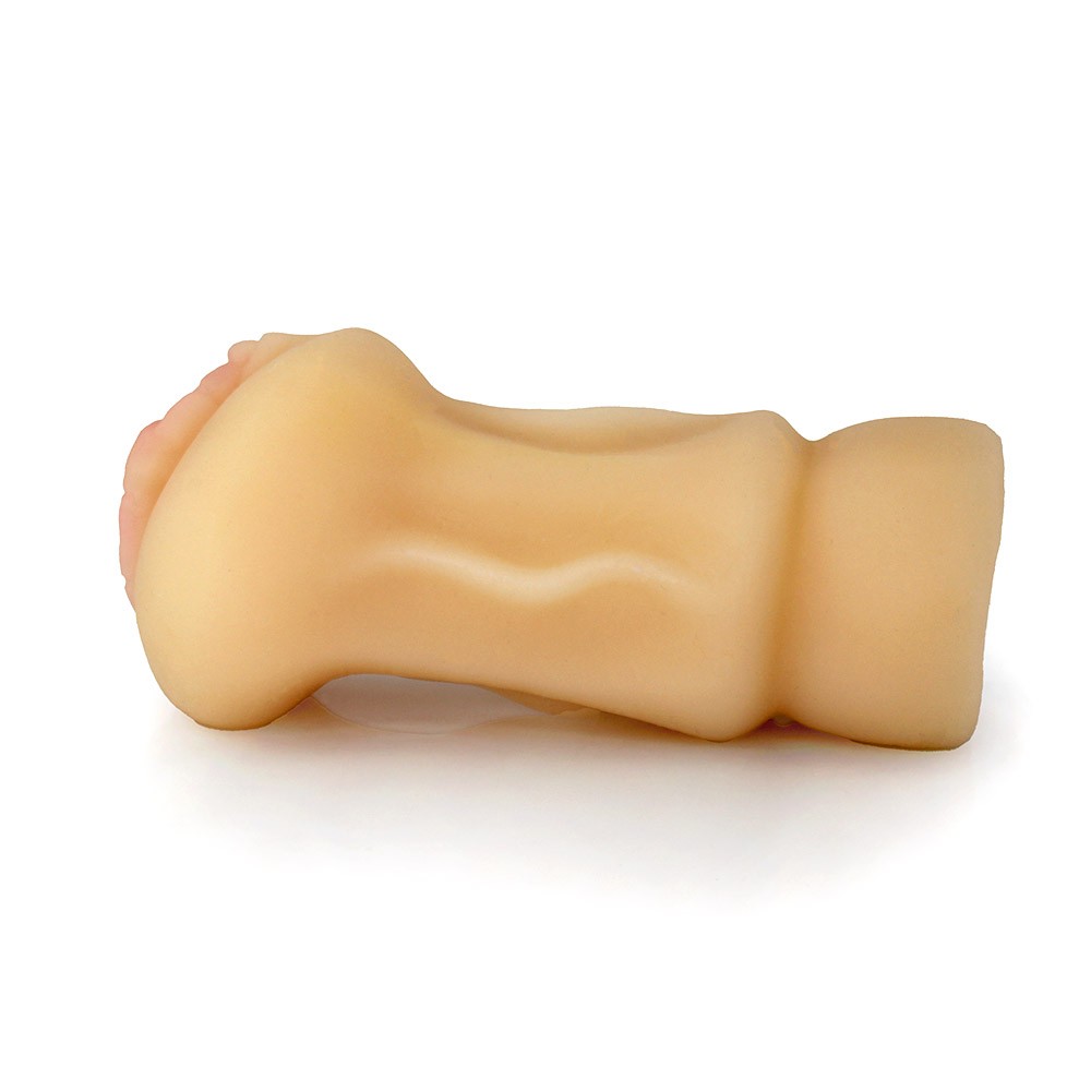 Masturbador Vagina em Ciberskin Super Girl Bege - Vista lateral mostrando flexibilidade e contorno