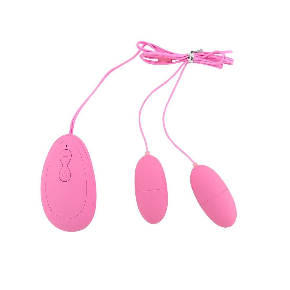 Vibrador Bullet em Silicone Duplo Multivelocidade com Controle com Fio Rosa | Foto 02