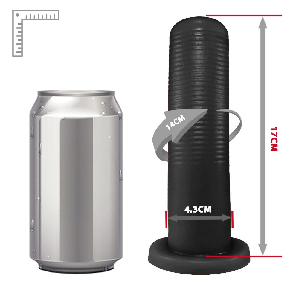 Plug Anal KCT em PVC Flex�vel At�xico 17 x 4,3cm Preto em vista lateral com foco na curvatura da ponta