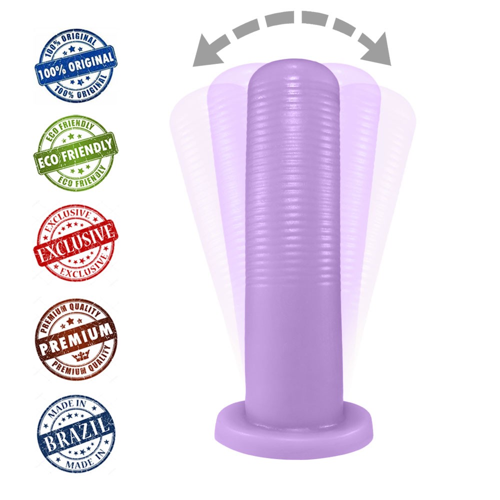 Plug Anal KCT em PVC Fl�xivel Roxo - Imagem com indica��o de flexibilidade e textura do produto