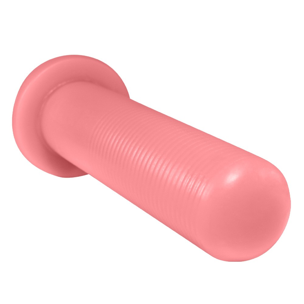 Plug Anal KCT em PVC Flex�vel At�xico 17 x 4,3cm Rosa em vista lateral, evidenciando o design anat�mico e a base de seguran�a.