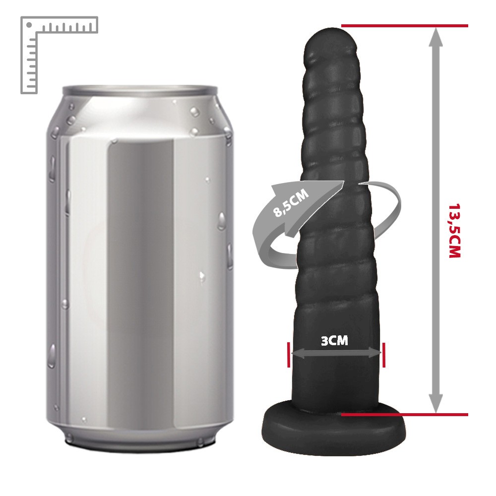 Plug Anal Screw em PVC preto, vista de cima da base de seguran�a arredondada com detalhe do corpo em rosca