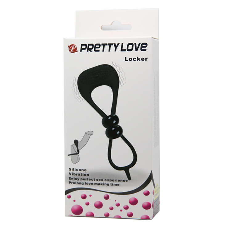Anel Peniano Ajust�vel em Silicone Preto com Vibra��es na embalagem original Pretty Love