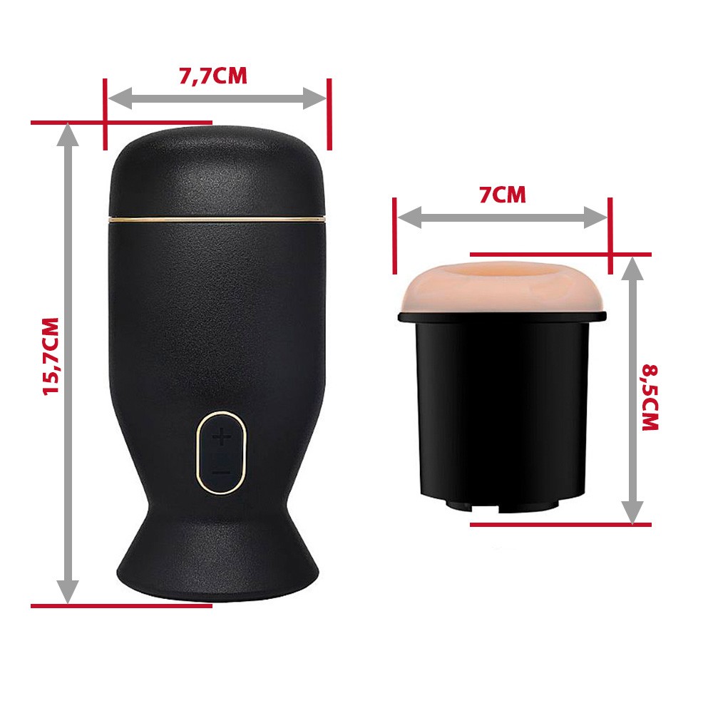 Masturbador Masculino em TPE e ABS Recarreg�vel com 6 Modos de Rota��o Solo Preto, vista do interior texturizado de TPE, destacando os relevos para estimula��o.