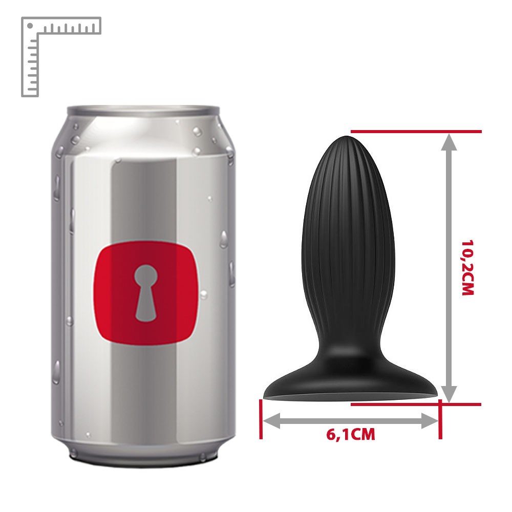 Vista inferior do Plug Anal em Silicone Barlow Preto, mostrando a base de seguran�a e o acabamento liso do silicone